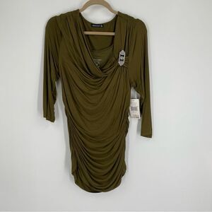 Miraclesuit Khaki Draped Women's Shaping Ruched Brooch Top size Xl 2 Pieces